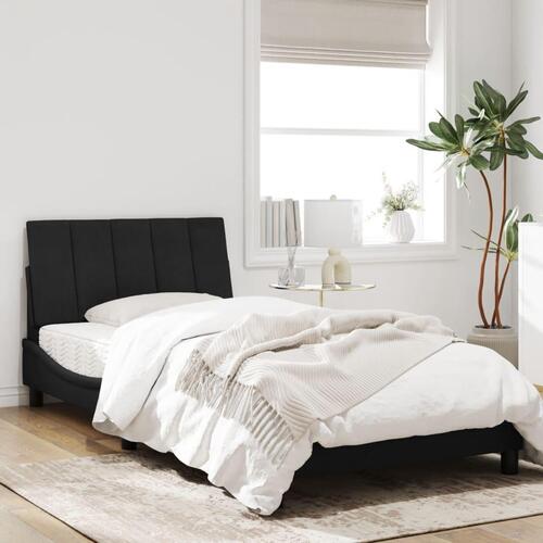 Sengeramme med LED-lys 100x200 cm velour sort