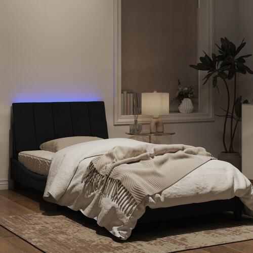 Sengeramme med LED-lys 100x200 cm velour sort