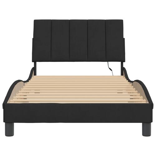 Sengeramme med LED-lys 100x200 cm velour sort