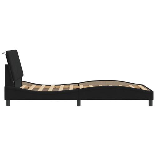 Sengeramme med LED-lys 100x200 cm velour sort