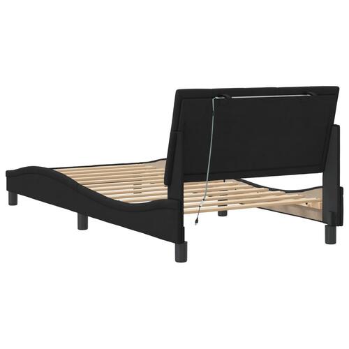Sengeramme med LED-lys 100x200 cm velour sort