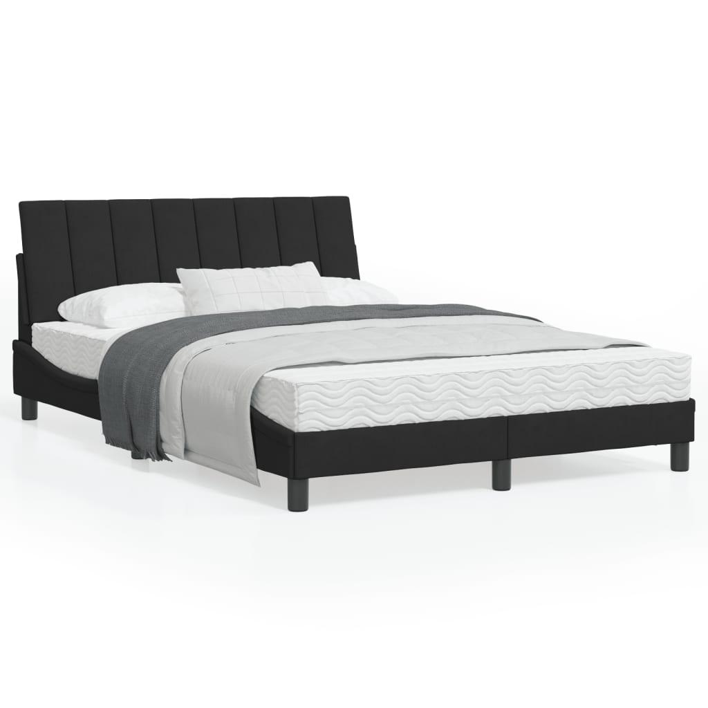 Sengeramme med LED-lys 120x200 cm velour sort