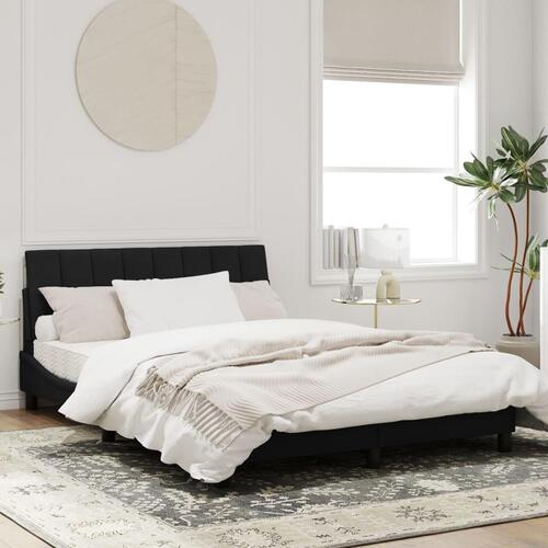 Sengeramme med LED-lys 120x200 cm velour sort