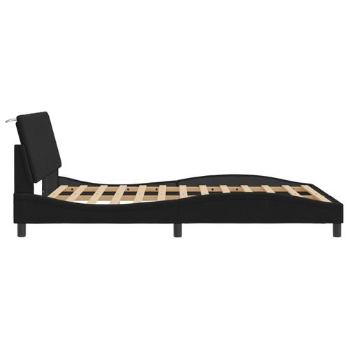 Sengeramme med LED-lys 120x200 cm velour sort
