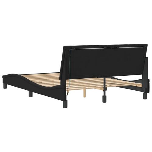 Sengeramme med LED-lys 120x200 cm velour sort