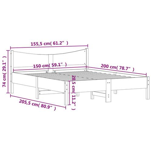 Sengeramme uden madras 150x200 cm massivt fyrretræ