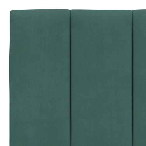 Sengeramme med LED-lys 160x200 cm velour mørkegrøn