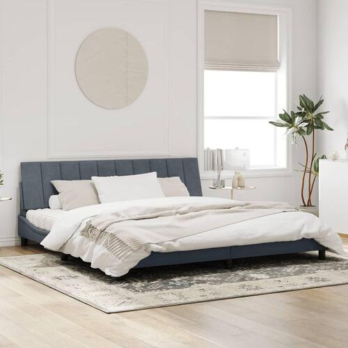 Sengeramme med LED-lys 200x200 cm velour mørkegrå