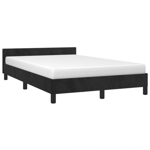 Sengeramme med sengegavl 120x190 cm i sort fløjl - enkeltseng