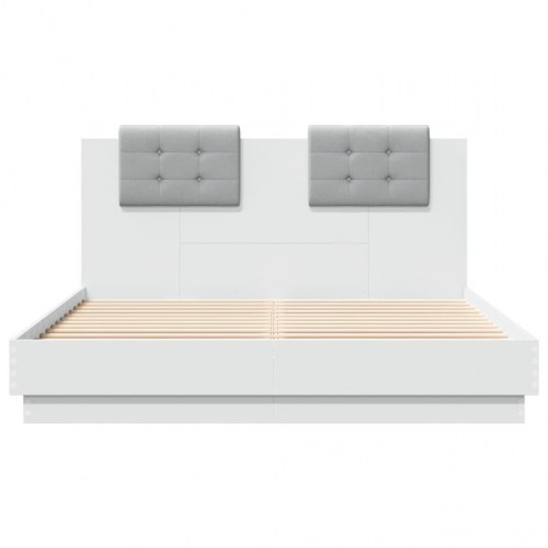 Sengeramme med sengegavl 120x200 cm konstrueret træ hvid