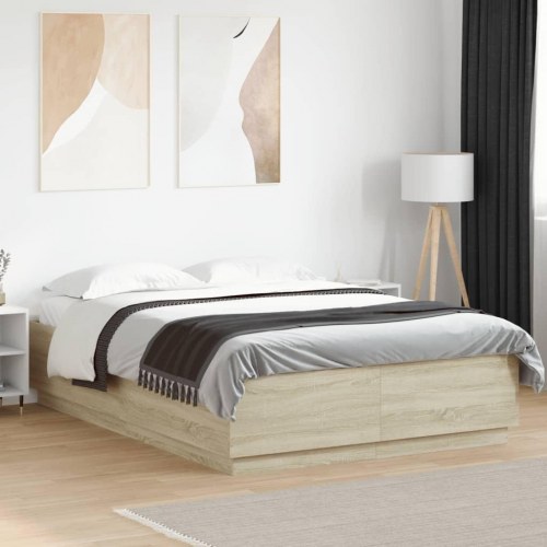Sengestel 150×200 cm i konstrueret træ - sonoma-eg