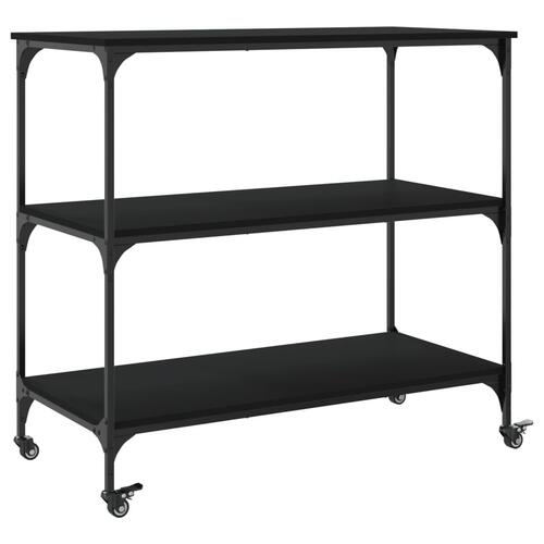 Køkkenvogn 102x50x95 cm konstrueret træ sort