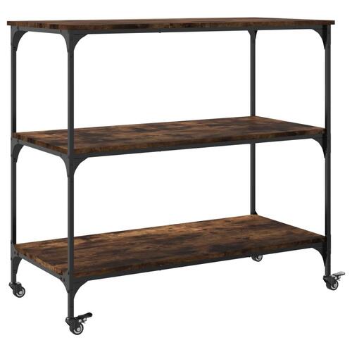 Køkkenvogn 102x50x95 cm konstrueret træ røget egetræsfarve