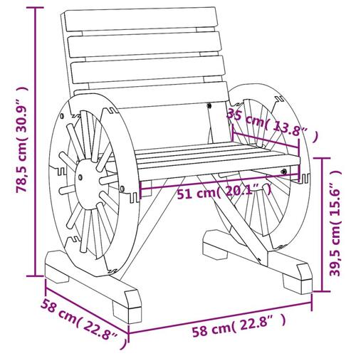 Havestole 2 stk. 58x58x78,5 cm massivt grantræ