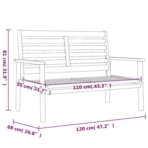 Havebænk 120 cm massivt akacietræ
