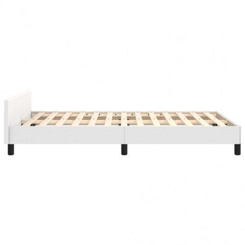 Sengeramme 120x190 cm i hvidt kunstlæder med sengegavl - enkeltseng