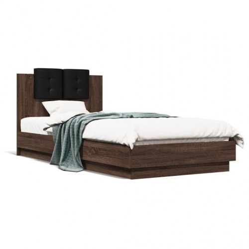 Sengeramme med sengegavl 100 x 200 cm - brunt eg