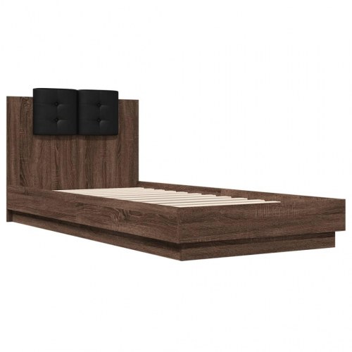 Sengeramme med sengegavl 100 x 200 cm - brunt eg