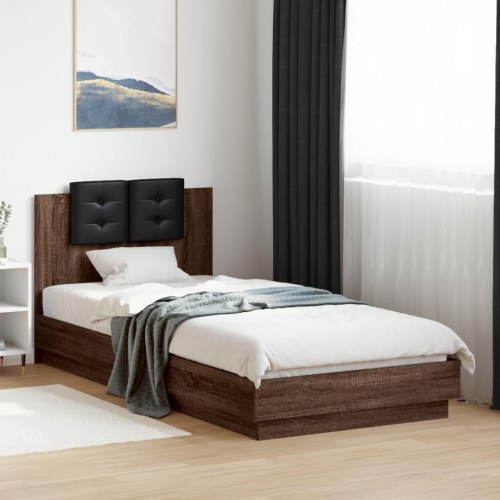 Sengeramme med sengegavl 100 x 200 cm - brunt eg