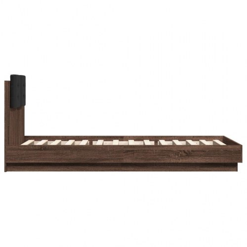 Sengeramme med sengegavl 100 x 200 cm - brunt eg
