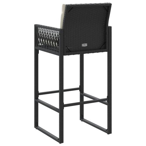 Barstole til haven med hynder 2 stk. polyrattan sort