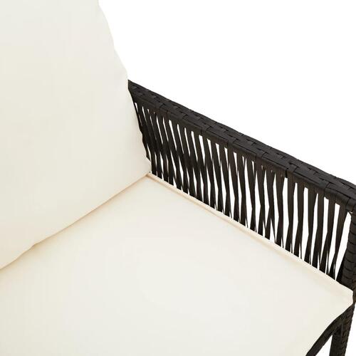 Barstole til haven med hynder 2 stk. polyrattan sort