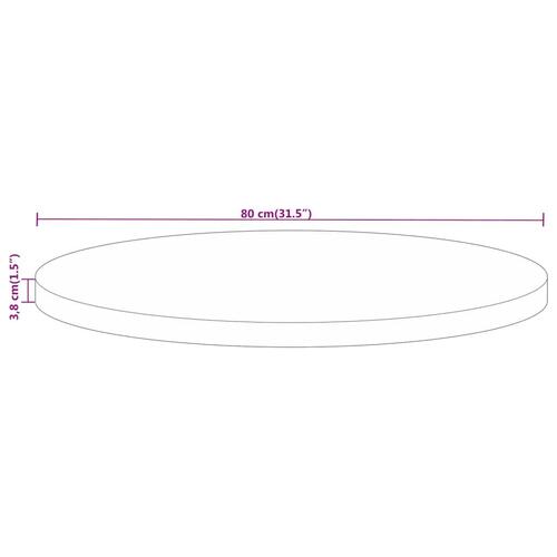 Bordplade Ø80x3,8 cm rund massivt mangotræ