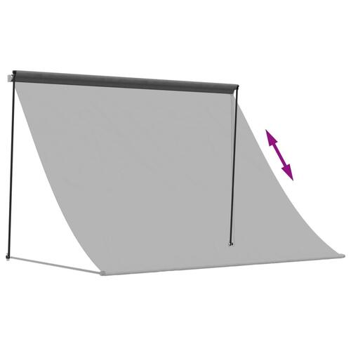 Markise 250x150 cm sammenrullelig stof og stål antracitgrå