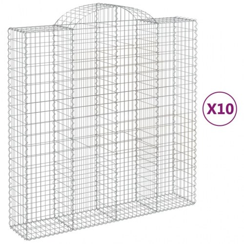 Buede gabionkurve - 10 stk. 200×50×200/220 cm i galvaniseret jern
