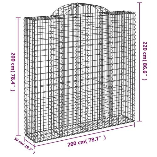 Buede gabionkurve 10 stk. 200x50x200/220 cm galvaniseret jern