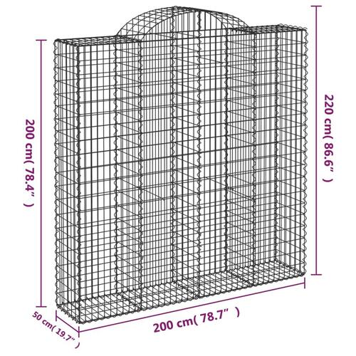 Buede gabionkurve 15 stk. 200x50x200/220 cm galvaniseret jern