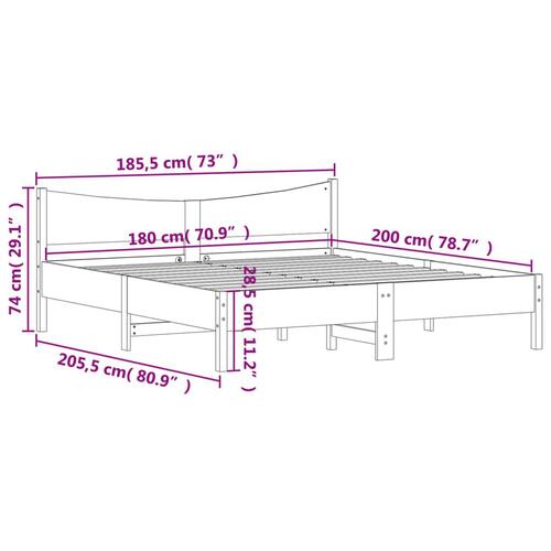 Sengeramme uden madras 180x200 cm massivt fyrretræ