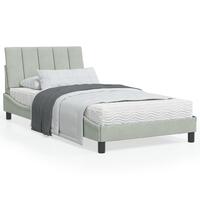 Sengeramme med LED-lys 100x200 cm velour lysegrå