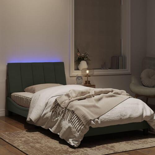 Sengeramme med LED-lys 100x200 cm velour lysegrå