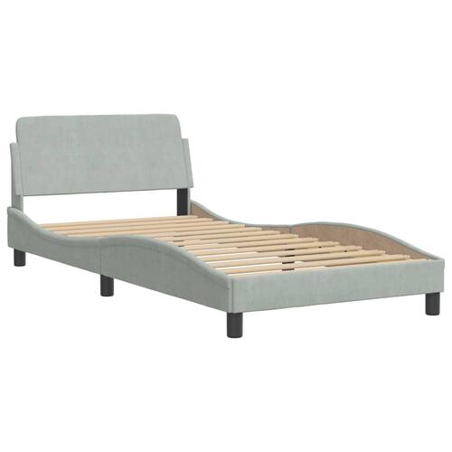 Sengeramme med LED-lys 100x200 cm velour lysegrå
