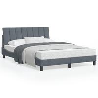Sengeramme med LED-lys 140x200 cm velour mørkegrå