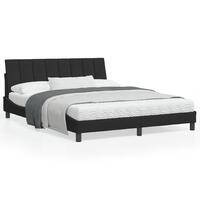 Sengeramme med LED-lys 160x200 cm velour sort
