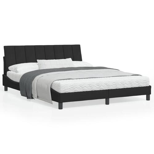 Sengeramme med LED-lys 160x200 cm velour sort