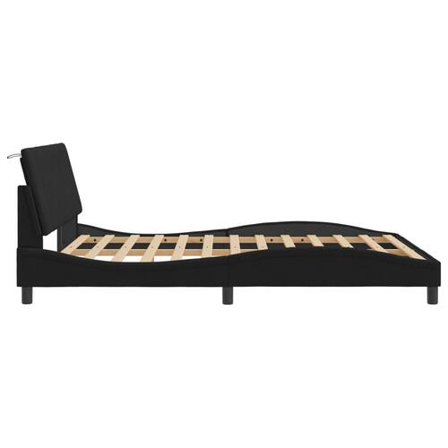 Sengeramme med LED-lys 160x200 cm velour sort