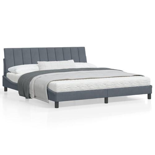 Sengeramme med LED-lys 148x200 cm velour mørkegrå