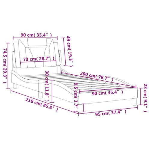 Sengeramme med sengegavl 90x200 cm kunstlæder sort