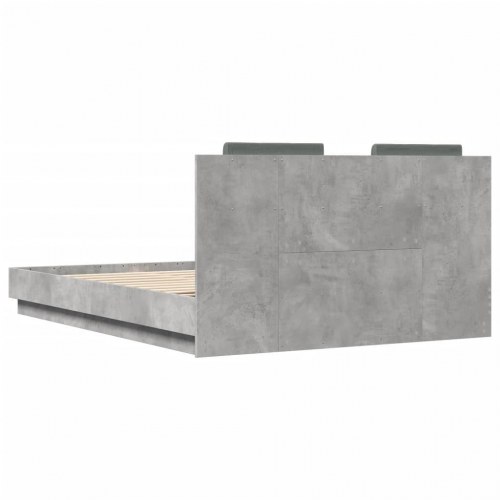 Sengeramme med sengegavl 120x200 cm konstrueret træ betongrå
