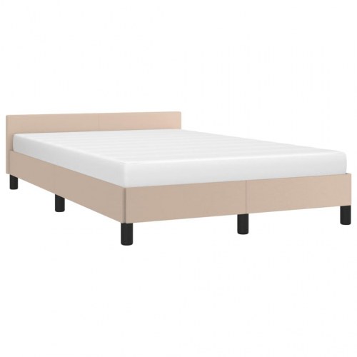 Sengeramme med sengegavl 120x190 cm - cappuccino kunstlæder