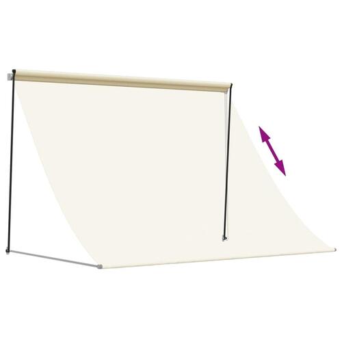 Markise 250x150 cm sammenrullelig stof og stål cremefarvet