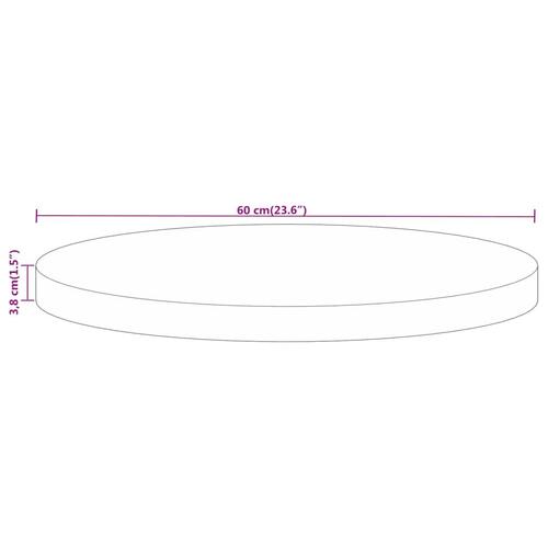 Bordplade Ø60x3,8 cm rund massivt mangotræ