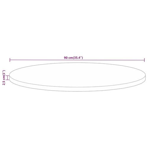 Bordplade Ø90x2,5 cm rund massivt mangotræ