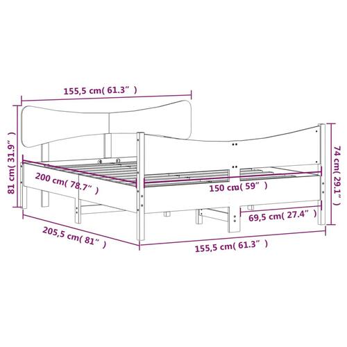 Sengeramme uden madras 150x200 cm massivt fyrretræ
