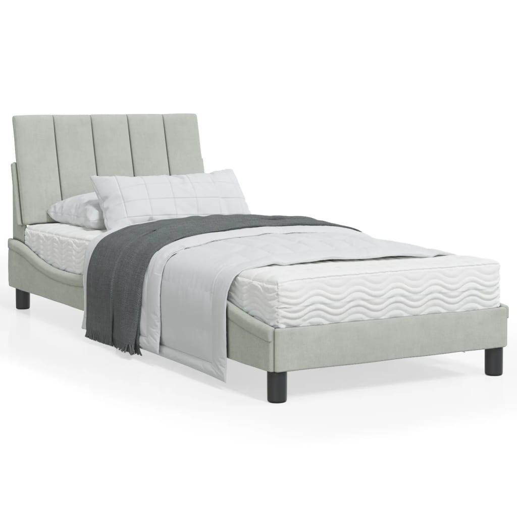 Sengeramme med LED-lys 80x200 cm velour lysegrå