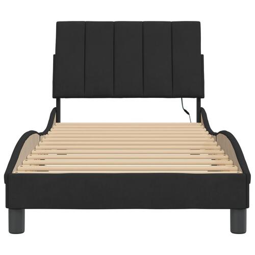 Sengeramme med LED-lys 80x200 cm velour sort