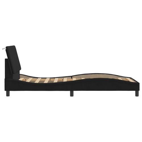 Sengeramme med LED-lys 80x200 cm velour sort